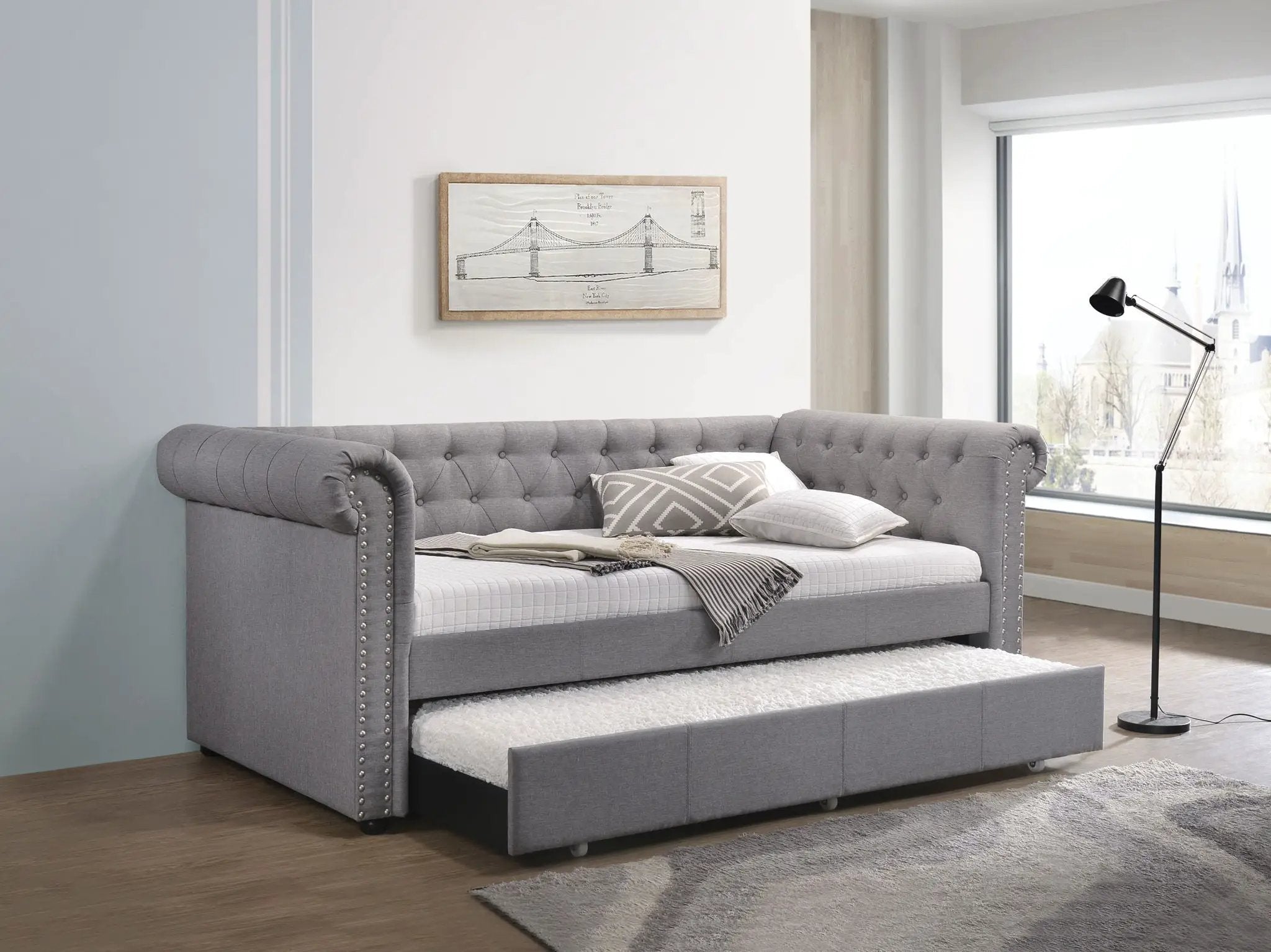 Justice Twin Daybed With Trundle - Smoke Gray by HouseOfZazla