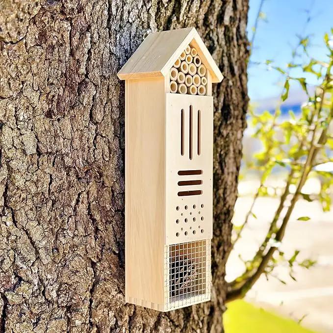 Wooden Insect House, Insect Hotel for Bugs, Bees, Butterflys, Ladybirds, Natural Beneficial Insect Habitat for Garden and Yard by GreenHaven Gardens