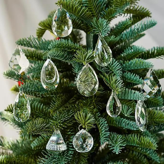 H&D Pack of 12 Clear Crystal Chandelier Lamp Lighting Drops Pendants Balls Prisms Hanging Glass Prisms Parts Suncatcher Home/House Decor by GreenHaven Gardens
