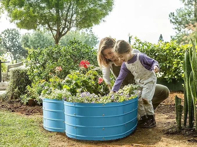 Galvanized Raised Garden Beds Outdoor // Planter Raised Beds for Gardening, Vegetables, Flowers // Large Metal Garden Box (Teal) // Tool-Free Assembly by GreenHaven Gardens