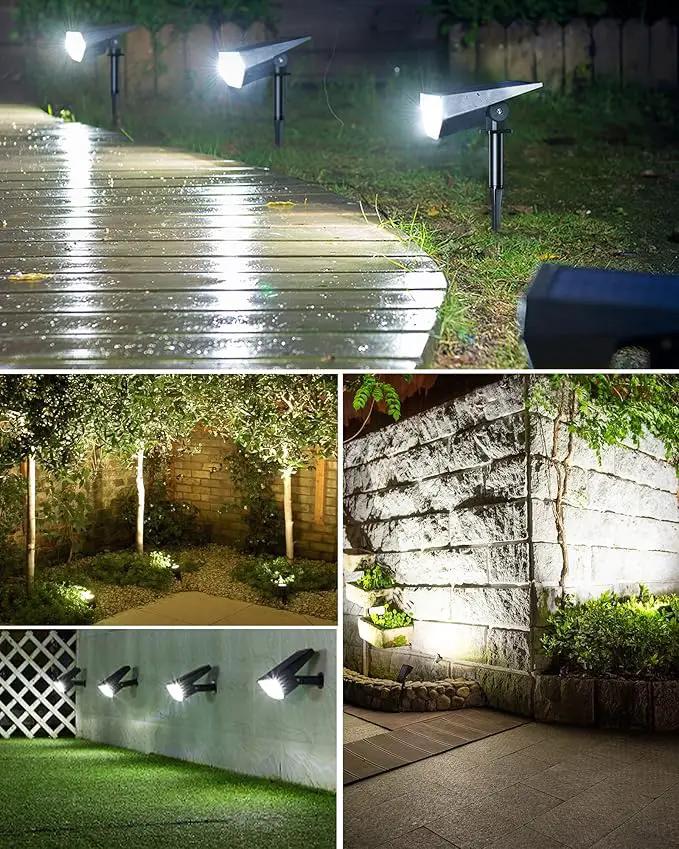 Biling Solar Spot Lights Outdoor, 2-in-1 Solar Landscape Lights 12 LED Bulbs Solar Powered Lights IP67 Waterproof Adjustable Wall Light for Patio Pathway Yard Garden Driveway Pool - White(6 Pack) by GreenHaven Gardens