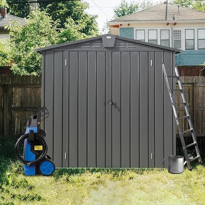Domi Outdoor Storage Shed 6.5' x 4.2', Metal Waterproof Tool Shed Utility Storage House with Double Lockable Doors & Air Vent for Garden Backyard Patio Lawn by GreenHaven Gardens
