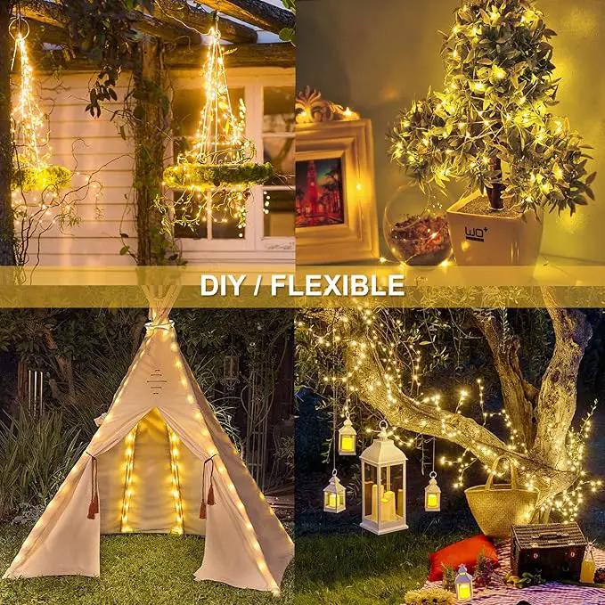 JMEXSUSS 2 Pack Solar String Lights Outdoor Waterproof, Each 33FT 100 LED Warm White Christmas Lights, Waterproof 8 Modes Copper Wire Solar Fairy Light for Outside Patio Tree Yard Garden Decorations by GreenHaven Gardens