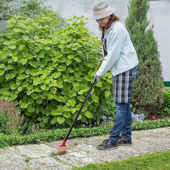 Moss Remove Brush with Long Handle(53IN), Deck Crevice Cleaning Tool, Weed Remover with Wire Brush & Metal Blade, Crack Moss Remover for Pavement Driveway Patio Sidewalk Paver(3 Brush Heads) by GreenHaven Gardens