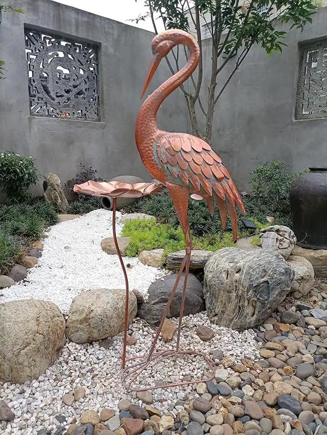 Crane Statue Metal Crane Sculpture Garden Decoration Metal Yard Art for Patio Lawn Backyard Outdoor Decoration by GreenHaven Gardens