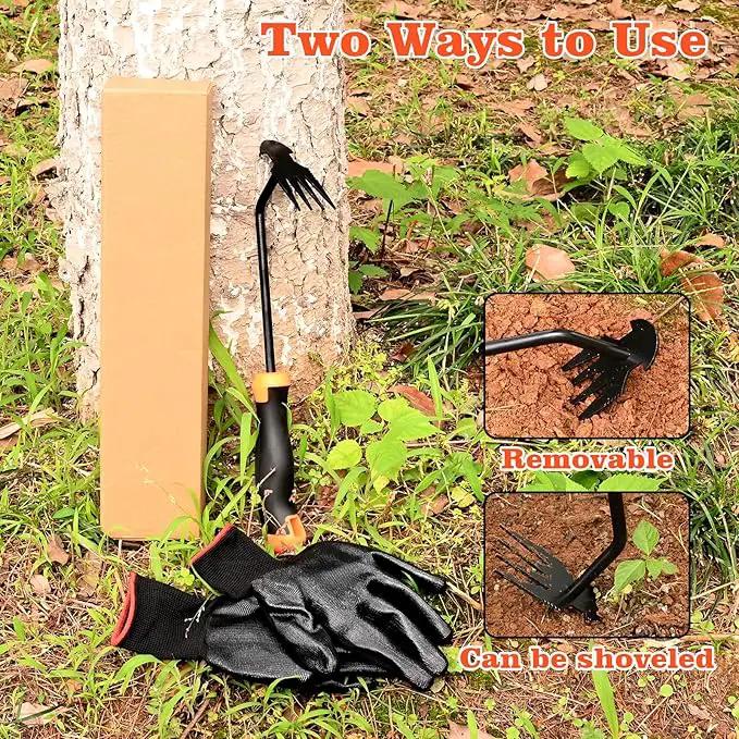 Weed Removal Tool, Portable Garden Weeder Tool，2024 New Manganese Steel Weed Puller Tool with Rubber Handle for Vegetable Gardening Garden Yard Farm Farm Planting & Uprooting Weeding Tool (Black) by GreenHaven Gardens