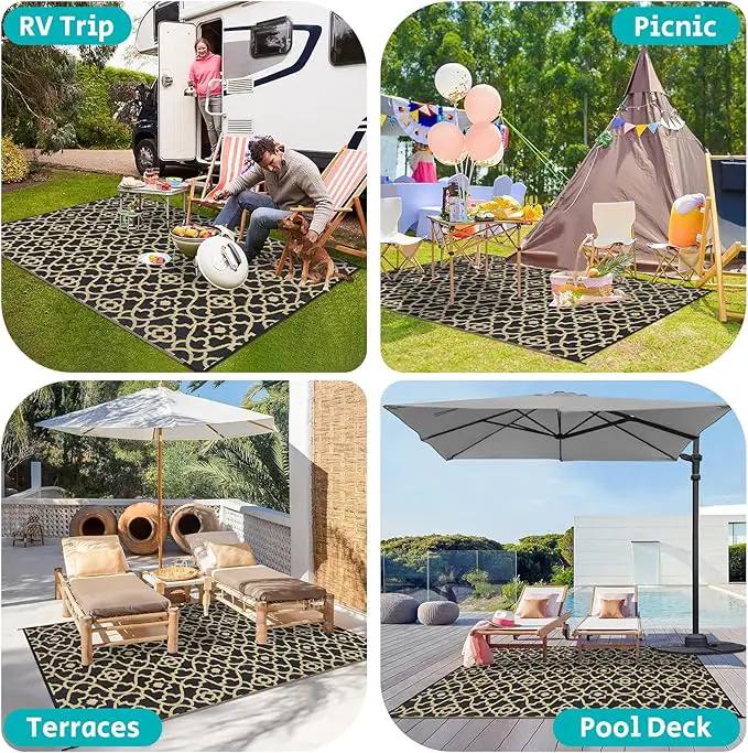 HEBE Outdoor Rug Waterproof 6x9, Reversible Plastic Straw Rug RV Camping Rug, Indoor Outdoor Patio Mat Clearance, Outside Carpet for Porch,Deck,Camper,Balcony,Backyard,Picnic by GreenHaven Gardens