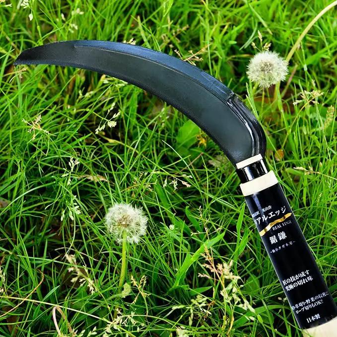 Japanese Weeding Steel Grass Sickle Gardening Tools [Made in Japan] Clearing Hand Held Garden Tool Farming Portable Weeder by GreenHaven Gardens