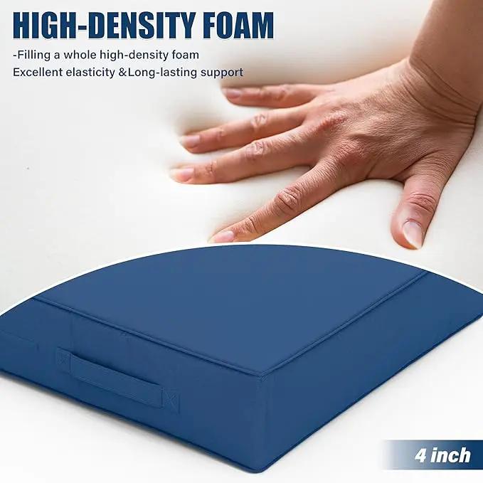 Patio Chair Cushions 18.5 X 16 X 4 Inch Waterproof Outdoor Seat Cushions for Patio Furniture, Outdoor Sofa Couch Pads with Ties & Handle, Set of 2, Blue by GreenHaven Gardens