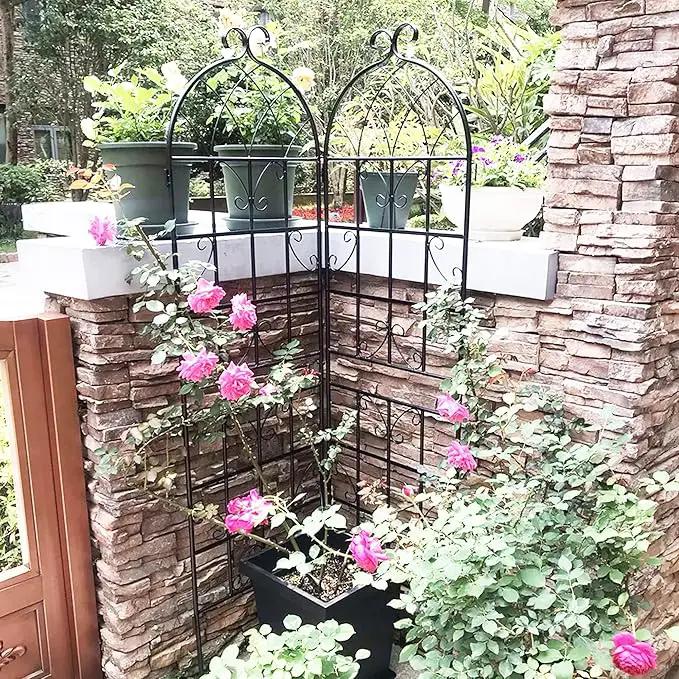 8 Pack Metal Garden Trellis 71" H Garden Fence Rustproof Trellis for Climbing Plants Support Roses Flower Outdoor Lawn Black by GreenHaven Gardens
