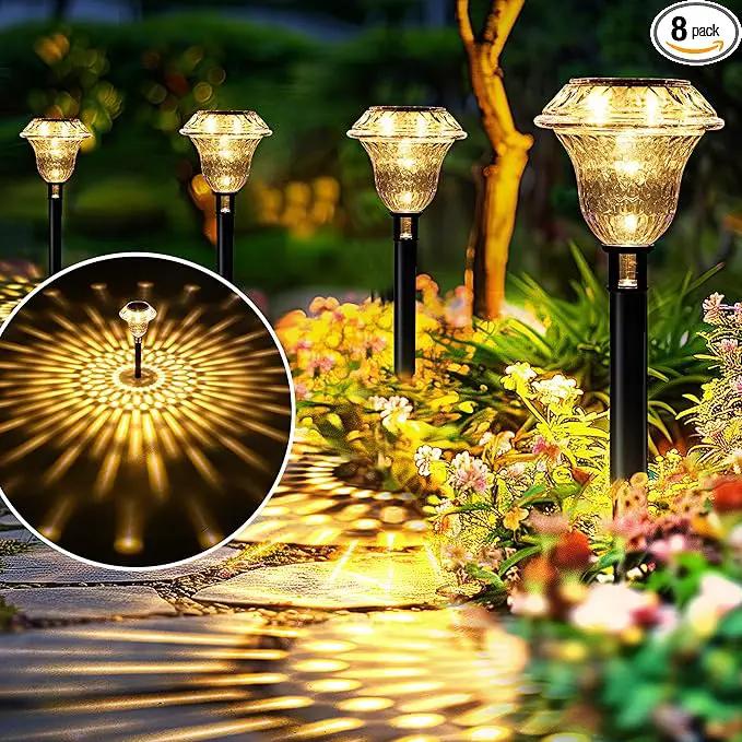 SOLPEX Solar Pathway Lights Garden Decor for Yard, Garden Lights Solar Powered Waterproof Landscape Lighting, Solar Outdoor Lights Porch Decor for Path Walkway Driveway (8 Pack Warm White) by GreenHaven Gardens
