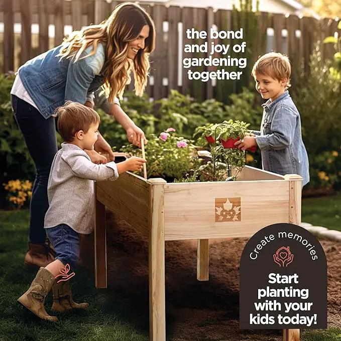 Raised Garden Bed with Legs 48x24x30 - Natural Cedar Wood Elevated Planter Box with Bed Liner for Flowers, Veggies, Herbs - 200lb Capacity by GreenHaven Gardens