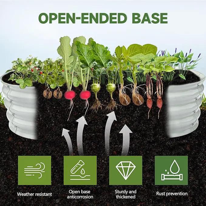 Galvanized Metal Raised Garden Bed 4x2x1ft Large Raised Planter 1Pack Outdoor Planter Box with Rubber Stripe and Safety Gloves for Vegetables, Fruits, Herbs, Flowers, Grey White by GreenHaven Gardens