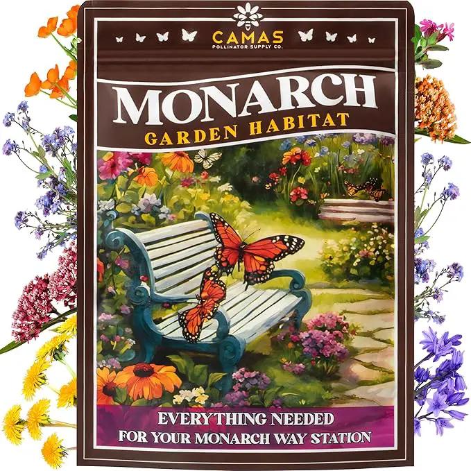Monarch Butterfly Garden Kit with Milkweed Seeds–Perennial Flower Seeds to Plant Outside| 1/4 Pound Pure Bulk Wildflower Seeds | Garden Seeds for Attracting Pollinators | Seed Packets for Spring/Fall by GreenHaven Gardens