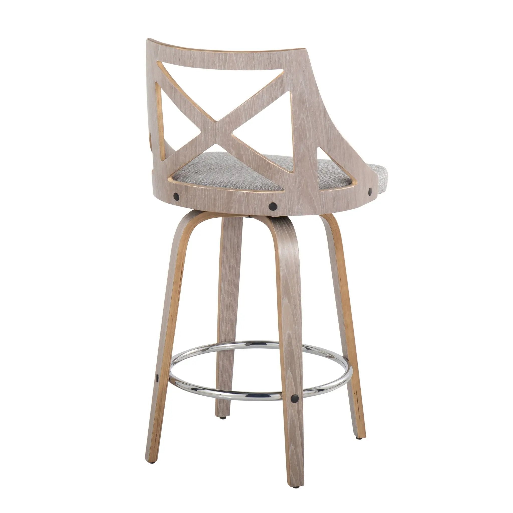 Charlotte - Farmhouse Fixed Height Counter Stool With Round Footrest (Set of 2) by HouseOfZazla