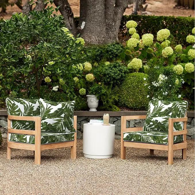 LVTXIII Outdoor/Indoor Deep Seat Cushion Patio Seat and Back Cushion Set All-Weather Replacement Chair Cushion for Chairs Sofa and Coach, 24"x24"x4", Palms Green by GreenHaven Gardens
