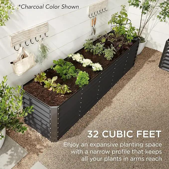 Best Choice Products 8x2x2ft Outdoor Metal Raised Garden Bed, Rectangular Deep Root Planter Box for Vegetables, Flowers, Herbs, and Succulents w/ 239 Gallon Capacity - Taupe by GreenHaven Gardens