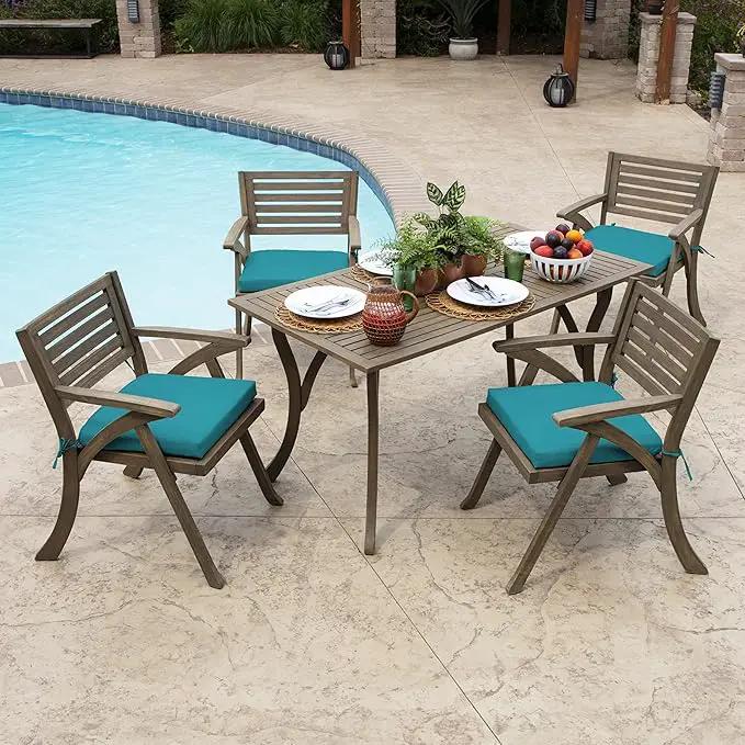 Arden Indoor/Outdoor Seat or Rocking Chair Cushion, 19 x 18, Water Repellent, Rain Proof, Fade Resistant Cushion for Rocking or Dining Chairs Lake Blue Leala by GreenHaven Gardens