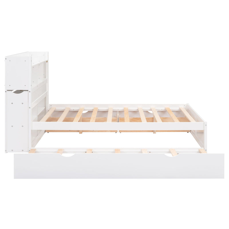 Storage Platform Bed With Pull Out Shelves, Trundle, And 2 Drawers by HouseOfZazla