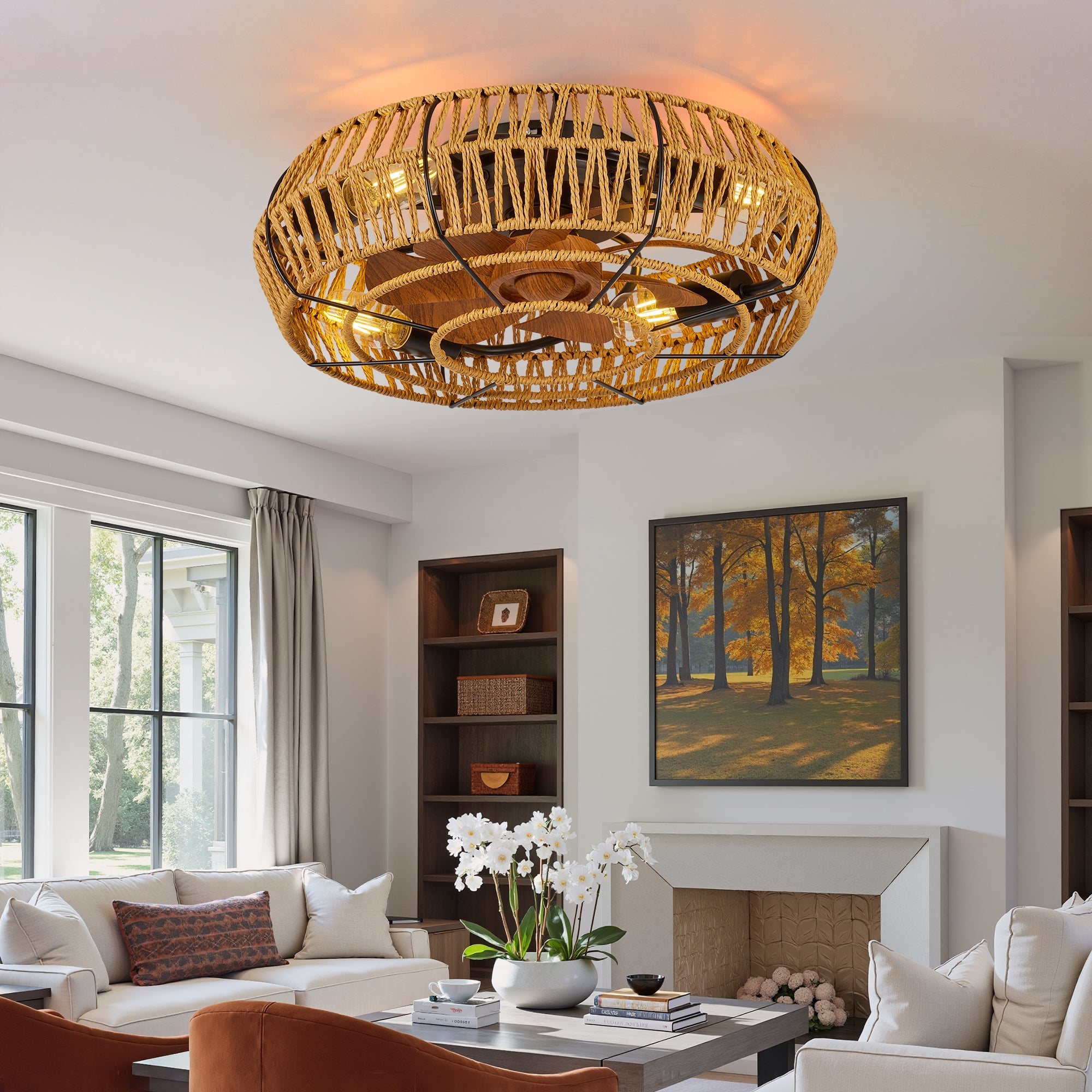 19" Caged Ceiling Fan with Lights and Remote by HouseOfZazla