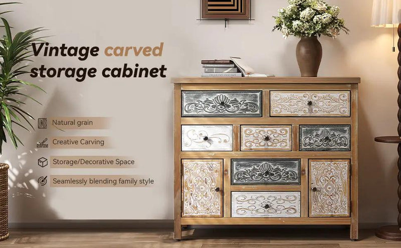 Vintage Wooden Accent Chest with 7 Drawers & 2 Cabinets by HouseOfZazla