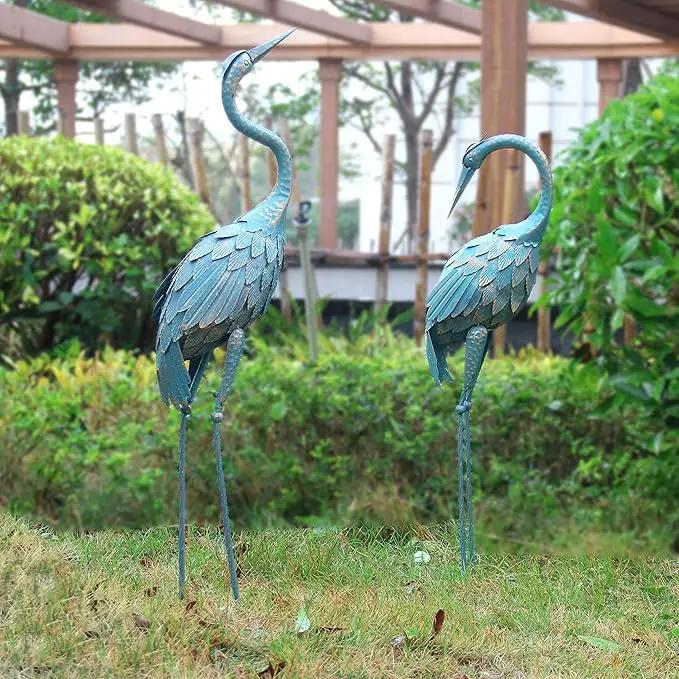 35-40 Inch Standing Garden Crane Statues for Outdoor Set of 2 Metal Birds Garden Sculptures Yard Art for Home Backyard Patio Lawn Decoration by GreenHaven Gardens