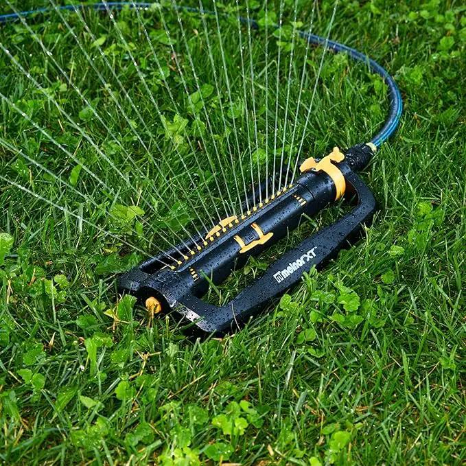 Melnor 65167AMZ XT Turbo Oscillating Sprinkler, 4,500 sq. ft., Quick Connect Bundle, 3-Way Adjustable, Black, Yellow by GreenHaven Gardens