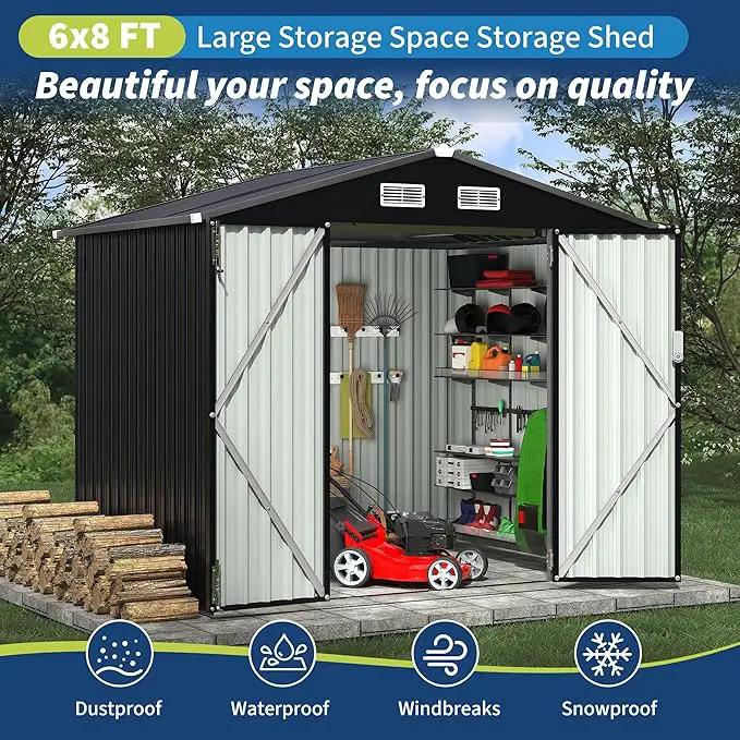 8x10 FT Metal Storage Sheds Outdoor, Metal Yard Sheds MetalGarden Shed Kit, MetalTool Shed with Lockable Door, Utility Buildings with Air Vent for Backyard Garden Patio Lawn by GreenHaven Gardens