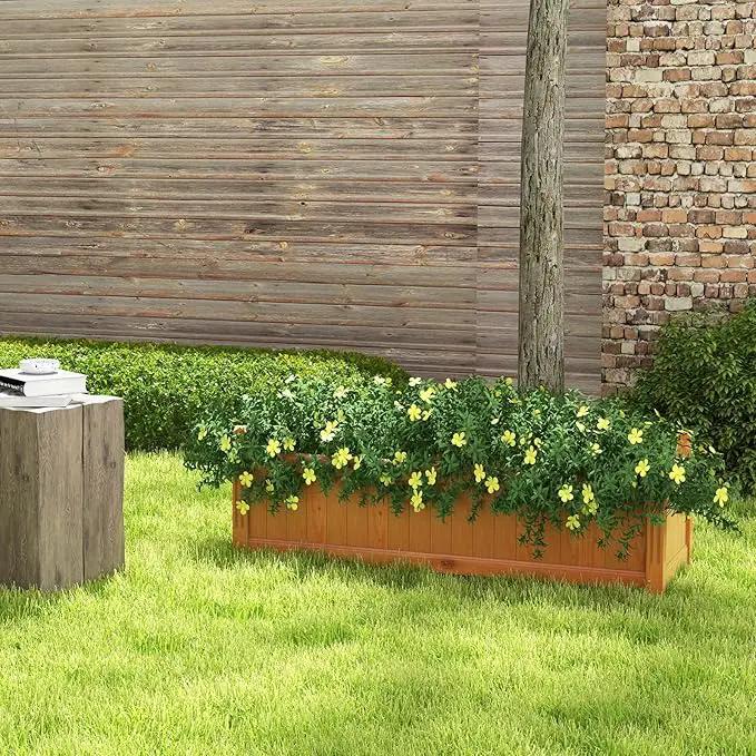 HAPPYGRILL Raised Garden Bed, Elevated Planter Box with Drainage Holes, Outdoor Wood Planter Container for Vegetables Flowers & Herbs, Planter Raised Beds for Garden, Patio, Balcony by GreenHaven Gardens