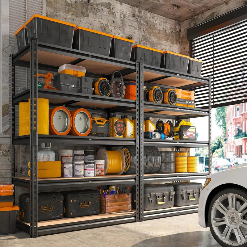 REIBII 2000LBS Garage Shelving Heavy Duty 72''H Storage Shelves 5 Tier Heavy Duty Shelving, Adjustable Metal Shelves for Garage Pantry Closet Kitchen Basement 35.5" W x72 H x 15.8" D, 2 Pack by GreenHaven Gardens