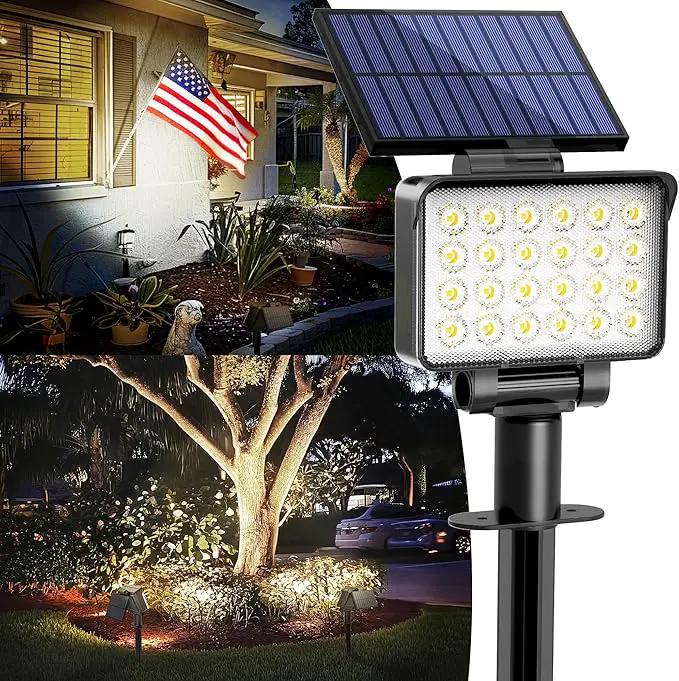 Solar Spot Lights Outdoor Waterproof for Flag, Tree, House, Garden, Yard, Landscape Spotlights for Accent Uplighting Decorations-2 Pack, Natural Light by GreenHaven Gardens