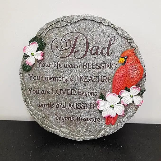 INSPIAMZUE Dad Memorial Stone - Cardinal Memorial Garden Stone Sympathy Gift for Loss in Loving Memory of Dad in Heaven - Remembrance of Father Bereavement Keepsake Gift TNS1 by GreenHaven Gardens