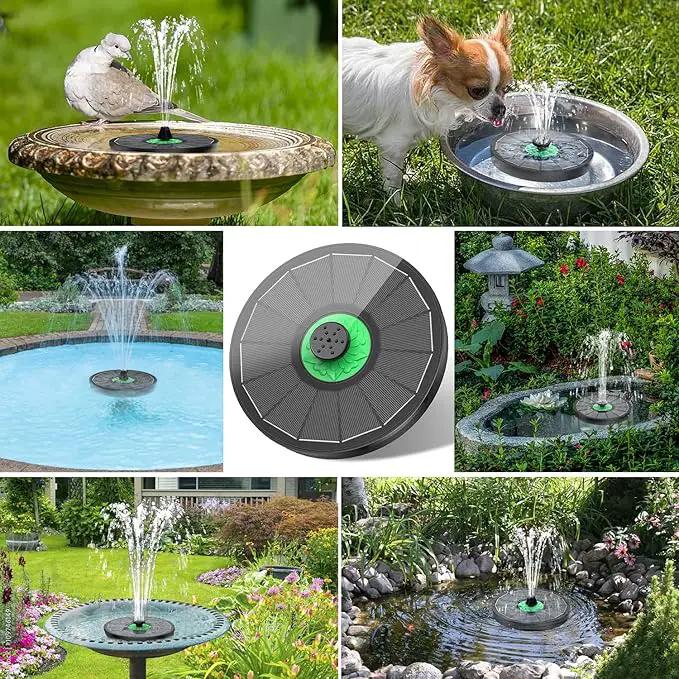 Solar Fountain Full Glass Panel No Battery, 3.5W Solar Bird Bath Fountains with 4 Fixed Rods & 7 Nozzles, Solar Fountain Pump for Bird Bath, Garden, Pond, Pool, Patio (Black Panel) by GreenHaven Gardens
