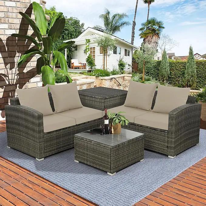 24x24 Inch Outdoor Cushions for Patio Furniture, Waterproof Outdoor Chair Cushions w/Fade-Resistant, Removable & Machine-Washable Covers, Deep Seat Sofa/Couch Pad Replacement – Set of 4, Cream by GreenHaven Gardens