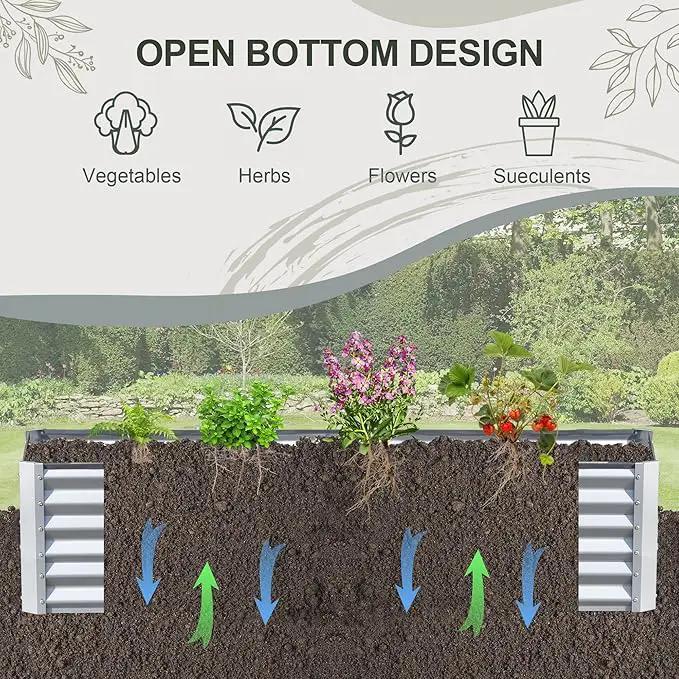 Domi Raised Garden Beds Outdoor, 8x4x1.5Ft Thickening Tall Metal Rectangular Deep Root Box Planter for Vegetables, Flowers, Herbs, and Succulents 1.5" Deep w/ 342 Gallon Capacity - Silvery by GreenHaven Gardens