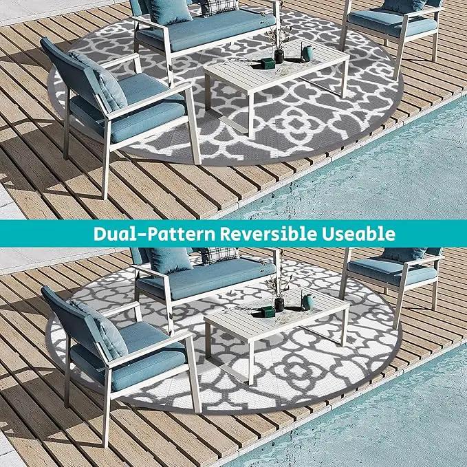 HEBE Outdoor Rug Waterproof 8ft, Plastic Straw Rug Camping Rug, Reversible Outdoor Patio Rugs RV Mat Clearance, Indoor Outside Floor Carpet for Porch,Deck,Camper,Balcony,Backyard by GreenHaven Gardens