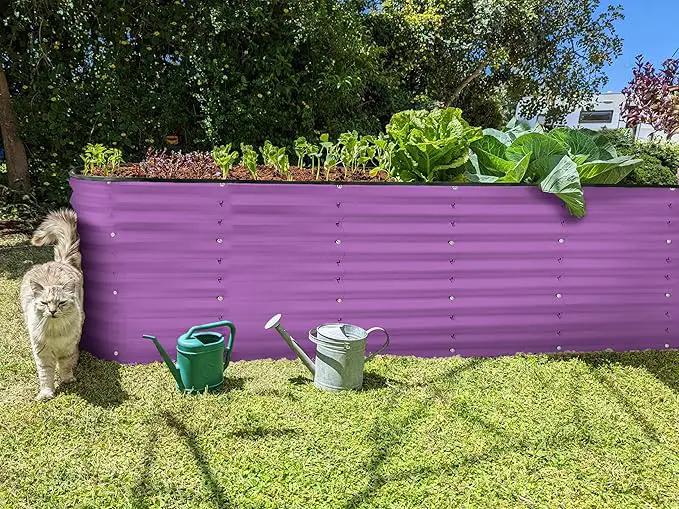 Galvanized Raised Garden Beds Outdoor // 8×2×2 ft Planter Raised Beds for Gardening, Vegetables, Flowers // Large Metal Garden Box (Purple) // Patented Tool-Free Design by GreenHaven Gardens