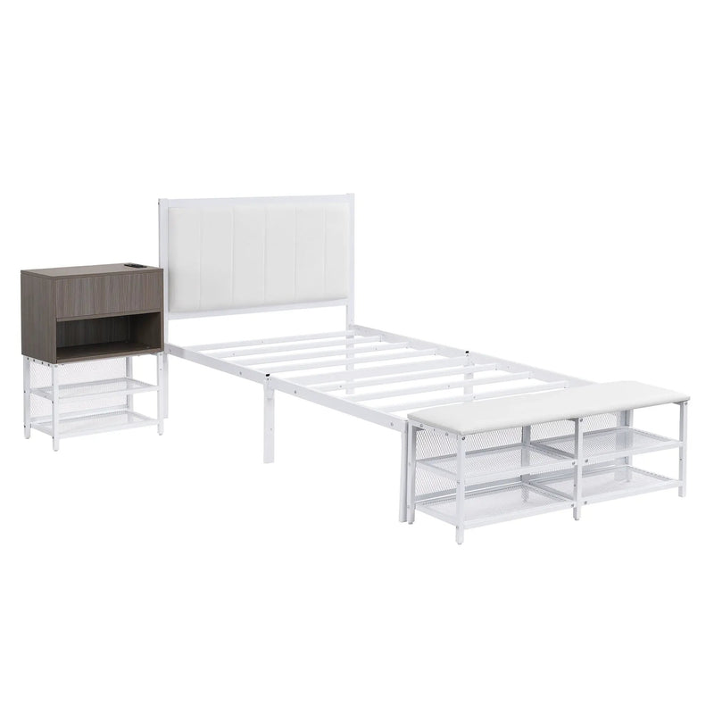 Platform Bed With 2 Tier Storage Shelves, Storage Cabinet by HouseOfZazla