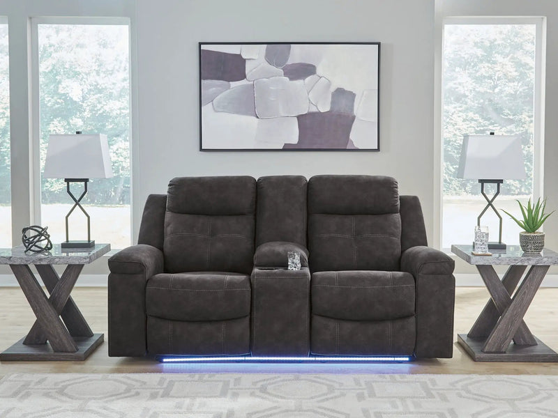 Brysonview - Double Reclining Loveseat With Console - Charcoal by Unique Piece Furniture