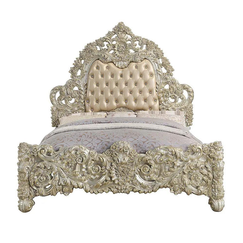 Sorina - Eastern King Bed - Synthetic Leather & Antique Gold by Unique Piece Furniture