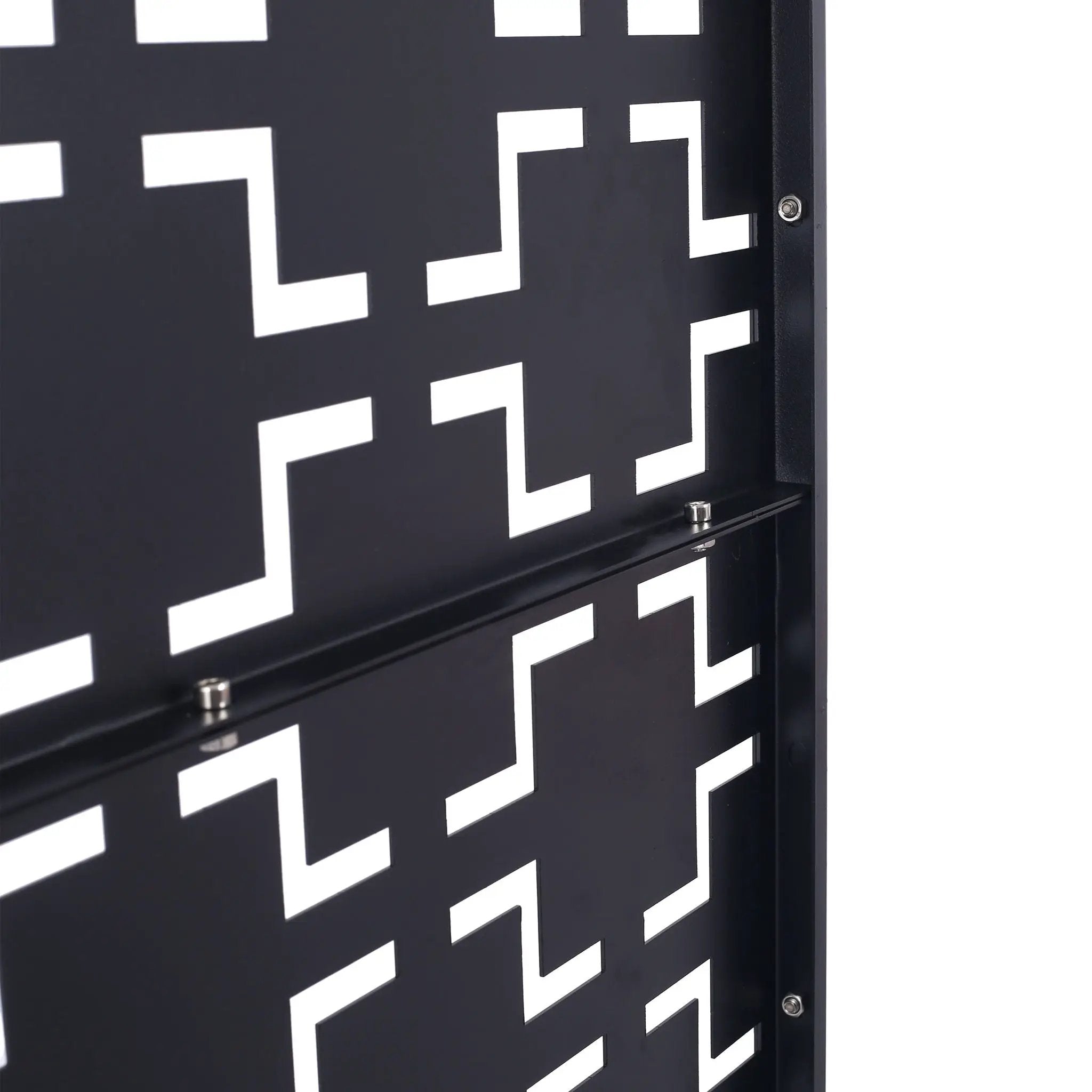 Outdoor / Indoor Privacy Screen Metal Privacy Screen, Freestanding Decorative Privacy Screen For Deck Balcony Patio - Black by HouseOfZazla