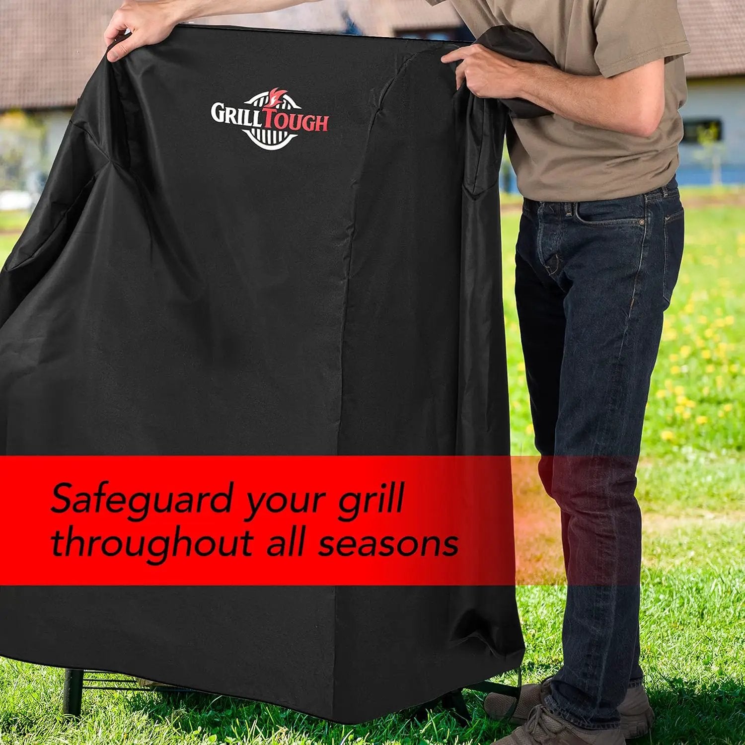 Heavy Duty Smoker Cover for Outdoor Griddle, 30 Inch – Waterproof, Weather Resistant, UV & Fade Resistant with Adjustable Straps – BBQ Cover for Flat Grill, Black by GreenHaven Gardens