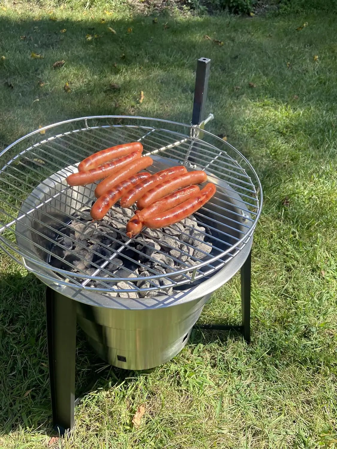 18-Inch Portable Campfire Pit & Grill - Stainless Steel Fire Pit with Raised Edge Grilling Rack by GreenHaven Gardens