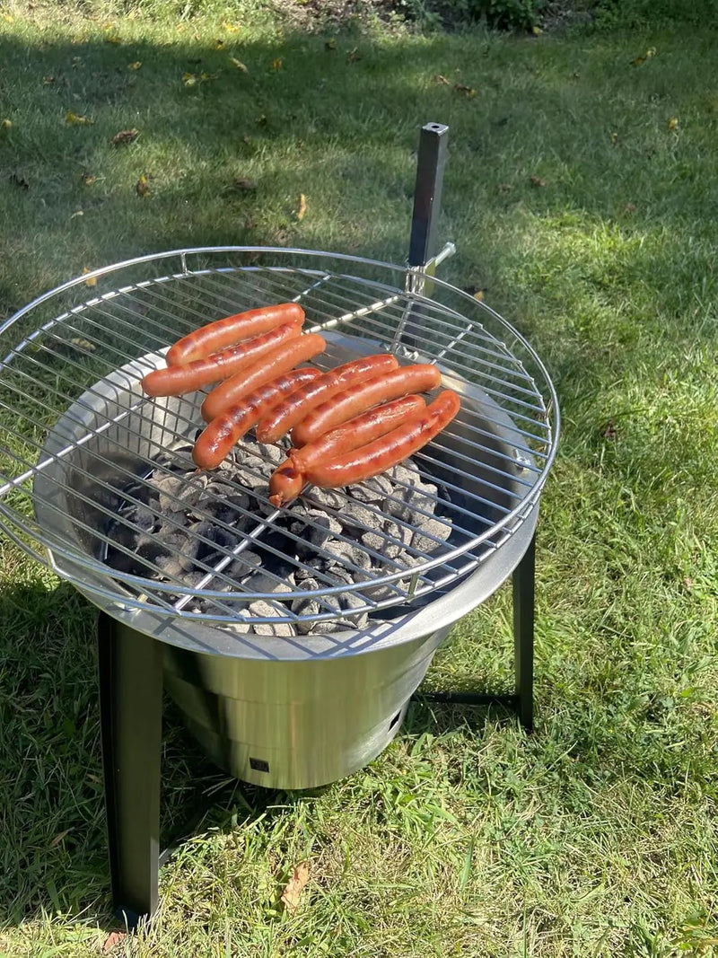 18-Inch Portable Campfire Pit & Grill - Stainless Steel Fire Pit with Raised Edge Grilling Rack by GreenHaven Gardens
