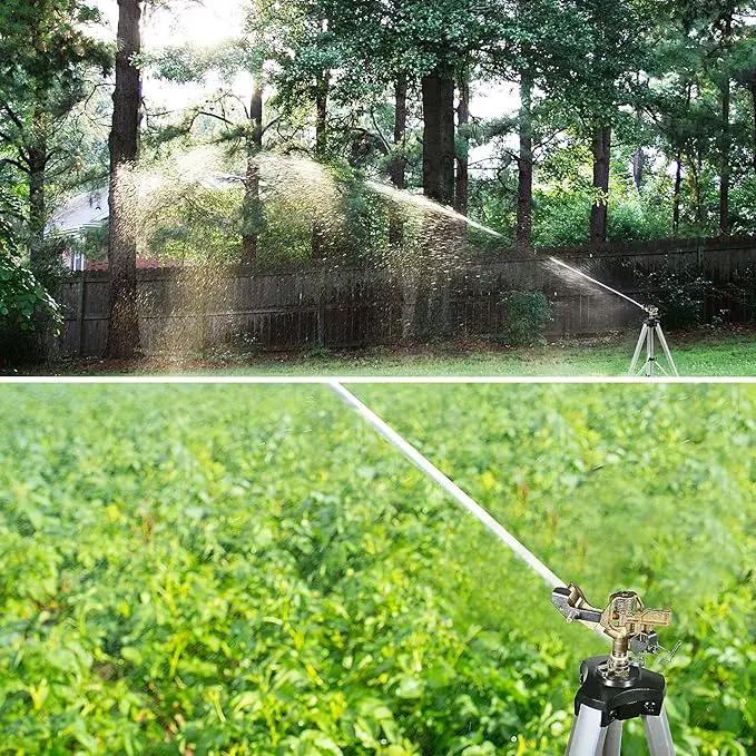 YAMATIC Impact Sprinkler on Tripod Base, 360 Degree Large Area, Heavy Duty Adjustable Pulsator Sprinkler for Lawn Yard and Grass, Spray up to 20-90ft (36inch) Brass Head, 2Pcs by GreenHaven Gardens
