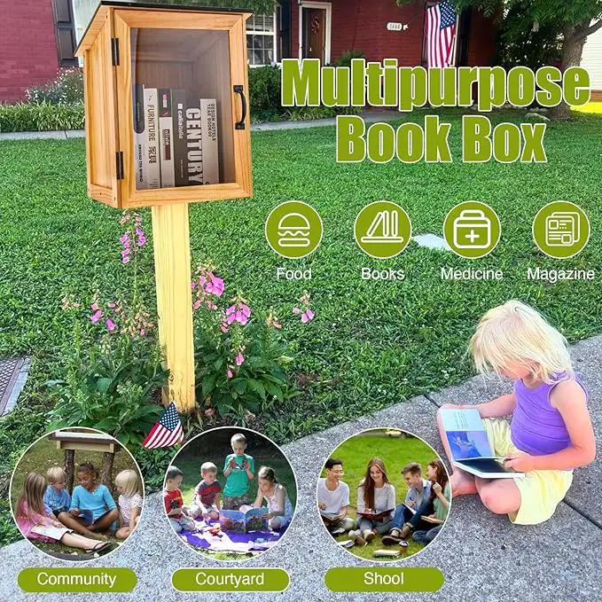 Little Library Box Outdoor Kit - A Wooden Library Box and A Library Garden Flag for Sharing Books, Communication and Learning Between Neighbouring Communities by GreenHaven Gardens