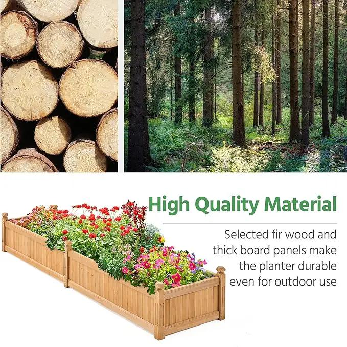 Yaheetech 90.5″ L×23.5″ W×16″ H Wooden Raised Garden Bed, Horticulture Wood Rectangular Garden Planter Outdoor, Raised Planter Box for Yard/Greenhouse/Vegetable/Flower/Herbs, Light Brown, 2pcs by GreenHaven Gardens