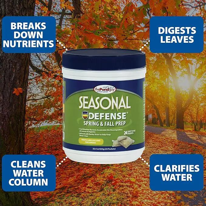 The Pond Guy Seasonal Defense, Spring & Fall Beneficial Bacteria, Barley & Enzymes, Cold Water Pond Sludge & Scum Treatment, Fish & Plant Safe, 12 Packets by GreenHaven Gardens