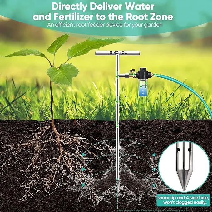 Stainless Steel Deep Root Tree Watering Tool,Root Feeder with Fertilizer Bottle Watering Wand Irrigation System Watering Stake,for Trees Bushes Shrubs Fruit Trees with Brass Valve T-Handle by GreenHaven Gardens