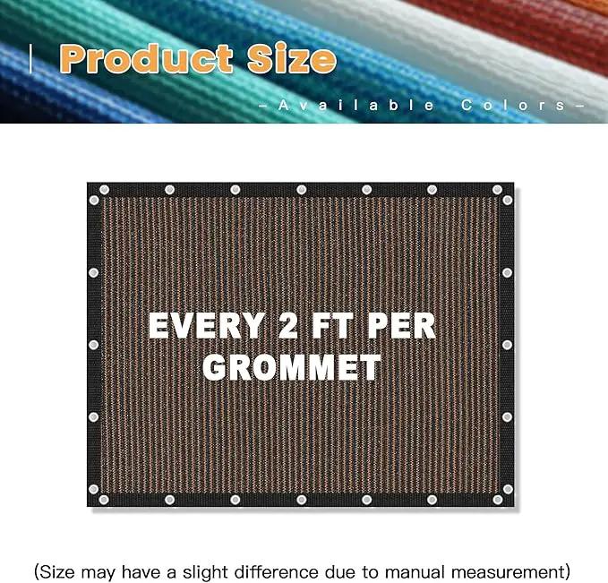 VICLLAX Shade Fabric Sun Shade Cloth with Every 2 FT Grommets for Patio Garden Pergola Cover Canopy 11x19 FT, Mocha by GreenHaven Gardens